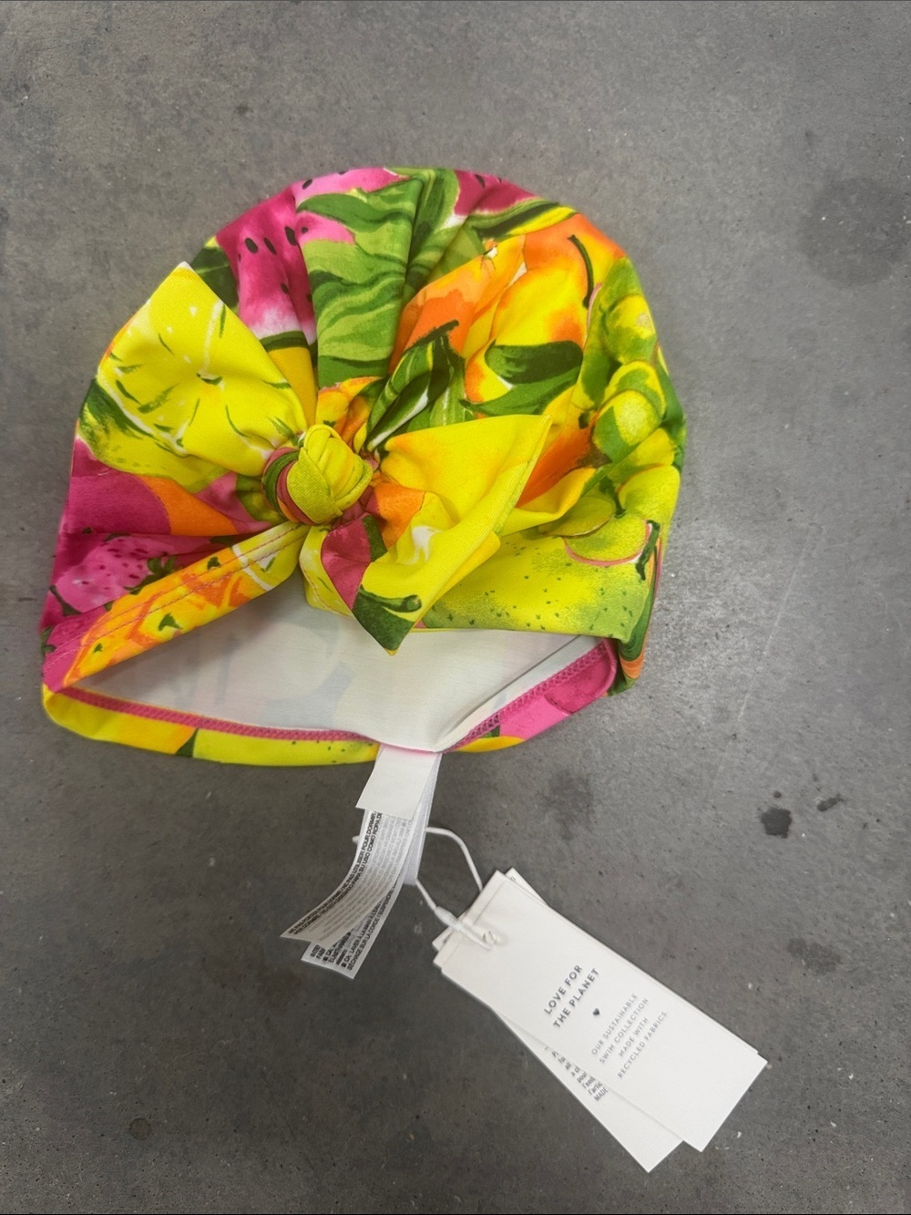 NWT!!! Janie and Jack Bright Yellow Fruit Print Baby Headwrap Swim 12-24 months